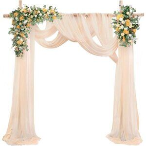 Arch Drapes for Wedding Arch Draping Fabric 2 Panel Sheer Backdrop Curtain
